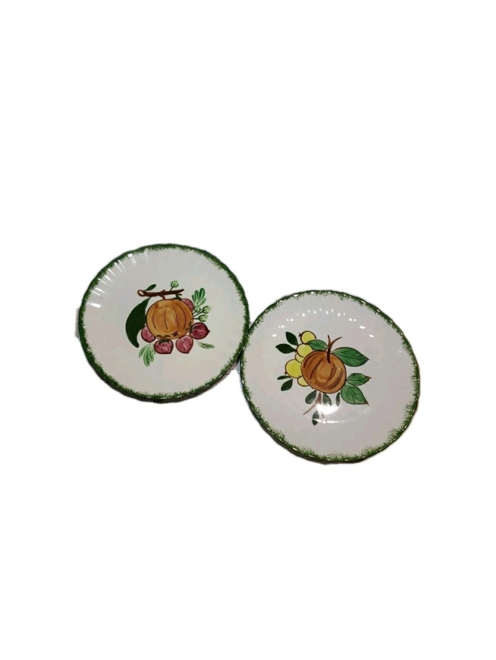 Vtg Blue Ridge Southern Potteries Country Fair Fruit Plates Set Of 2 HandPainted